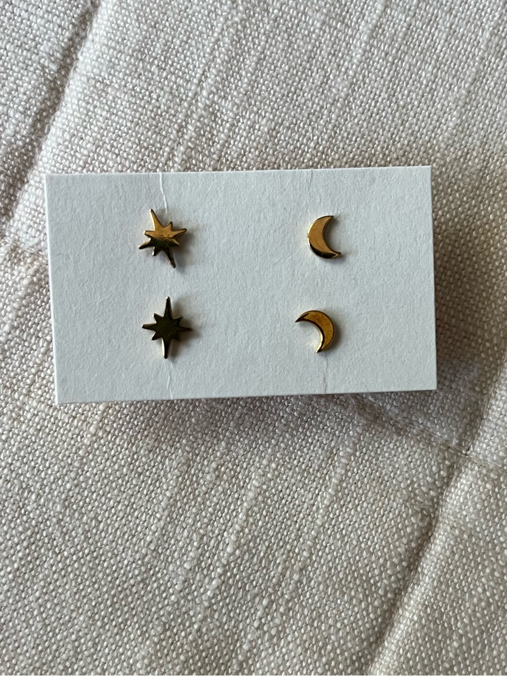 Gold Star and Moon Stud Earring Set - 2 Pairs